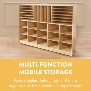 Multi-Function Cubby and Tray Mobile Storage Cabinet