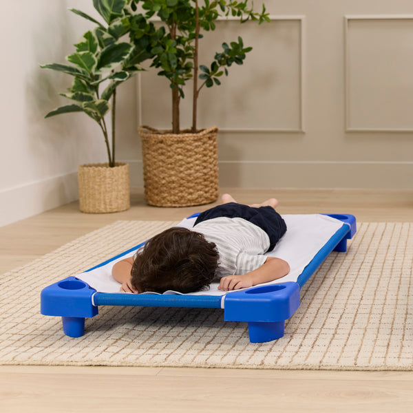 Sleepline Stackable Toddler Cots with Sheet, Ready-to-Assemble, 6-Pack
