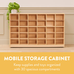 30-Compartment Mobile Cubby Storage Cabinet, 5x6