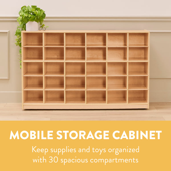 30-Compartment Mobile Cubby Storage Cabinet, 5x6