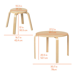 Bentwood Kids Table and Stools Set, 5-Piece