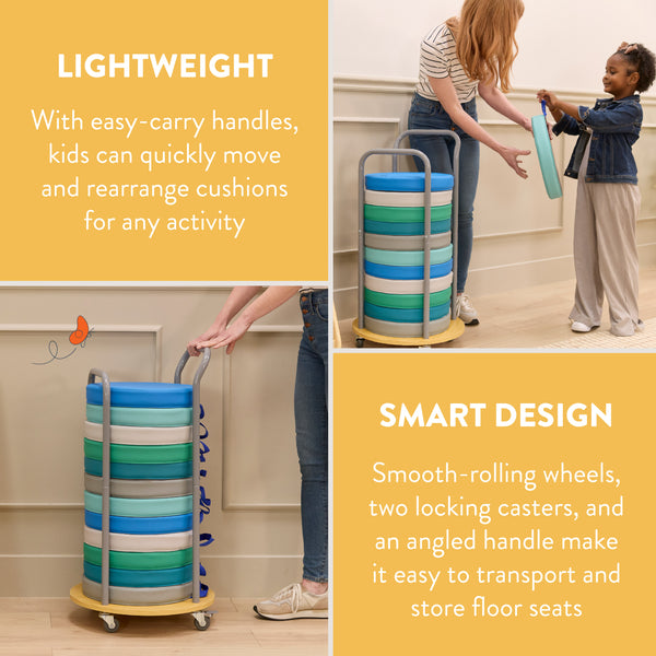 Rolling Cart with Round Floor Cushions