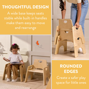 Wooden Toddler Chairs, 10", 2-Pack