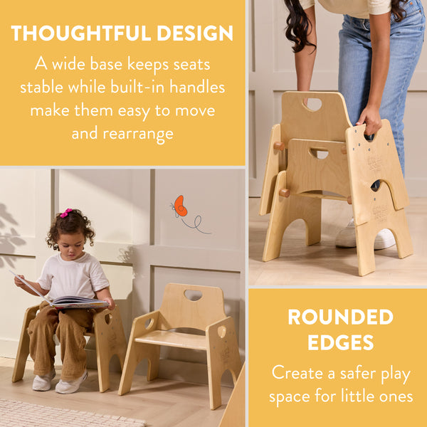 Wooden Toddler Chairs, 10", 2-Pack