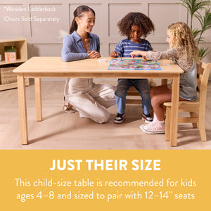 Kids Wood Table, Rectangle,  24in x 48in