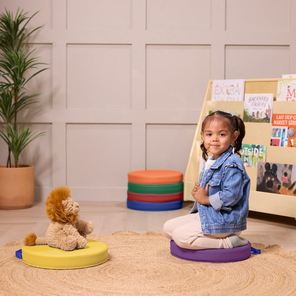 Round Floor Cushions with Handles, 6-Piece