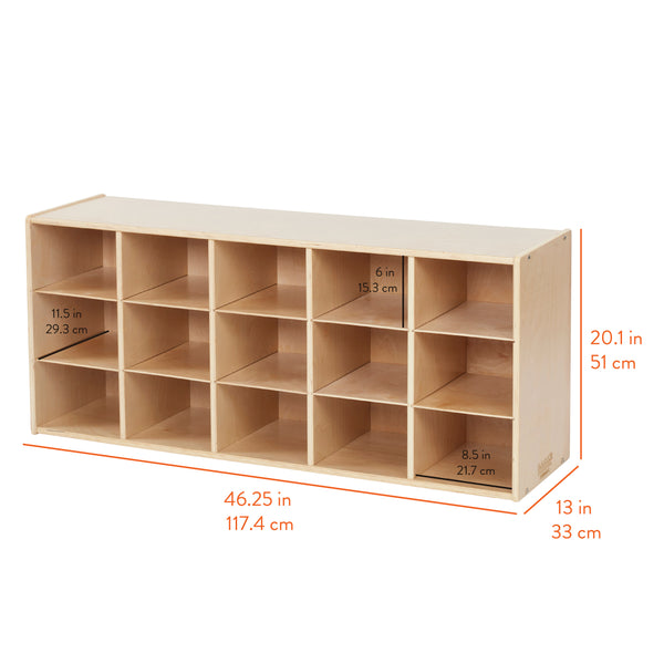 Sleekline 15-Compartment Cubby Storage Cabinet, 3x5