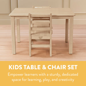 Kids Rectangular Wood Table and 12in Chair Set, 24in x 36in, 3-Piece