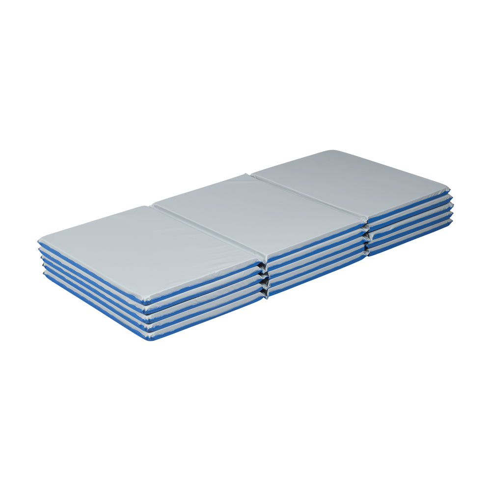 Foldaway Basics Nap Mats, 3-Fold, 1in, 5-Pack