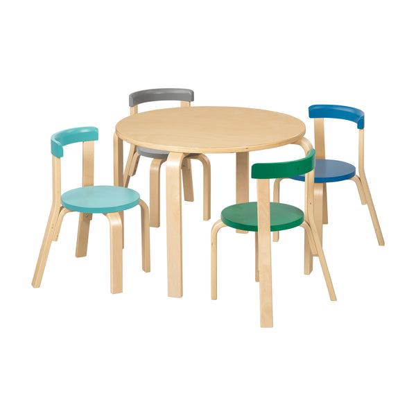 Bentwood Kids Table and Chairs Set, 5-Piece