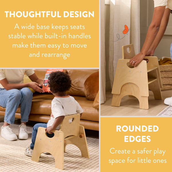 Wooden Toddler Chairs, 2-Pack