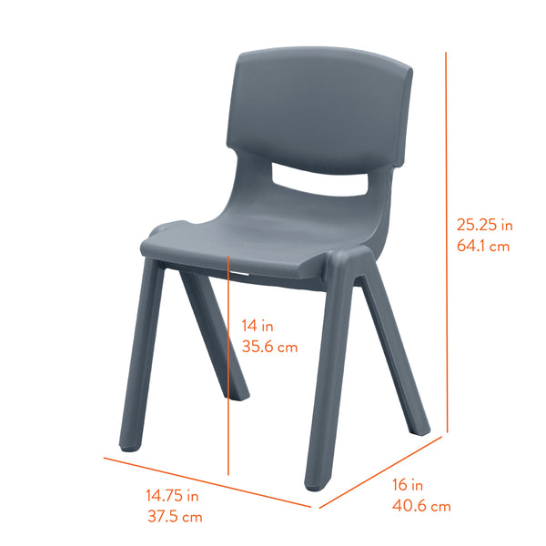Stackable School Chairs, 14", 4-Pack
