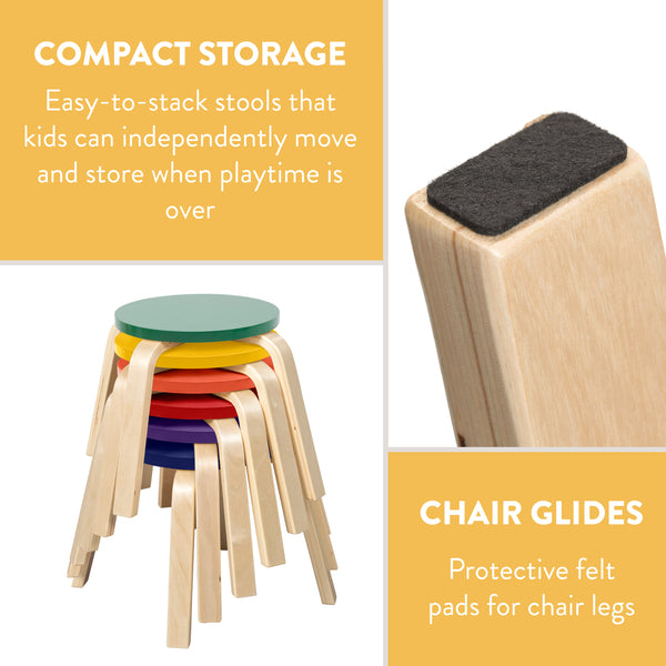 Bentwood Stackable Stools, 6-Piece