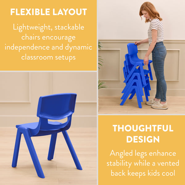 Stackable School Chairs, 14in Seat Height, 4-Pack