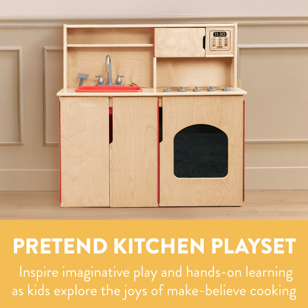 Chef's Station Kids Wooden Pretend Kitchen Playset