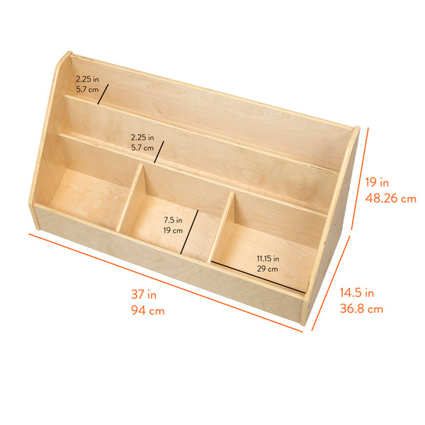 3-Tier Book Display with Storage Compartments