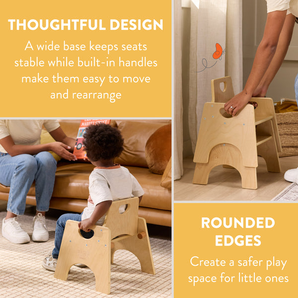 Wooden Toddler Chairs, 8", 2-Pack