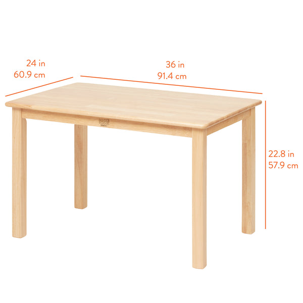 Kids Wood Table, Rectangle,  24in x 36in