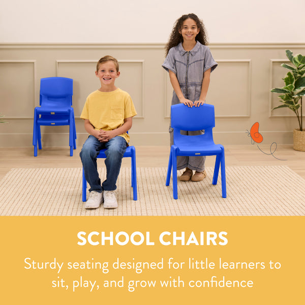 Stackable School Chairs, 14in Seat Height, 4-Pack