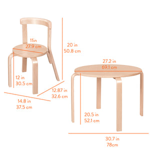 Bentwood Kids Table and Chairs Set, 5-Piece