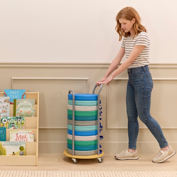 Rolling Cart with Round Floor Cushions