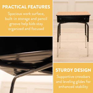 Adjustable Student Desk with Metal Book Box