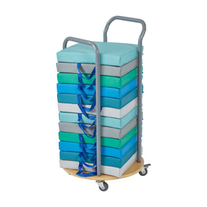 Rolling Cart with Square Floor Cushions, 12-Piece