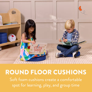 Round Floor Cushions with Handles, 6-Piece