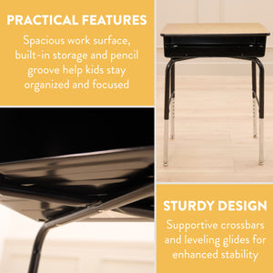 Adjustable Student Desk with Metal Book Box