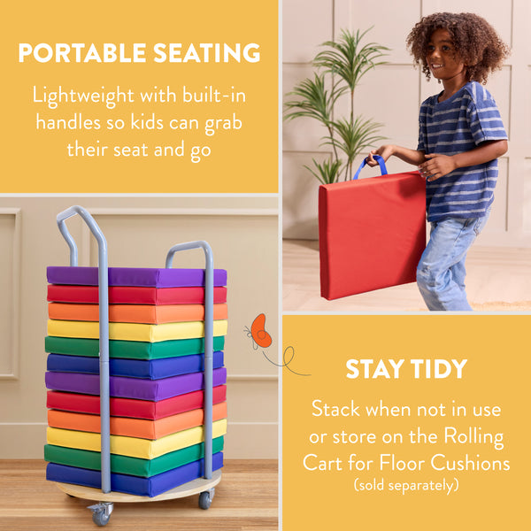 Square Floor Cushions with Handles, 6-Piece