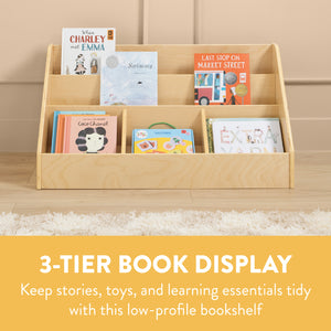 3-Tier Book Display with Storage Compartments