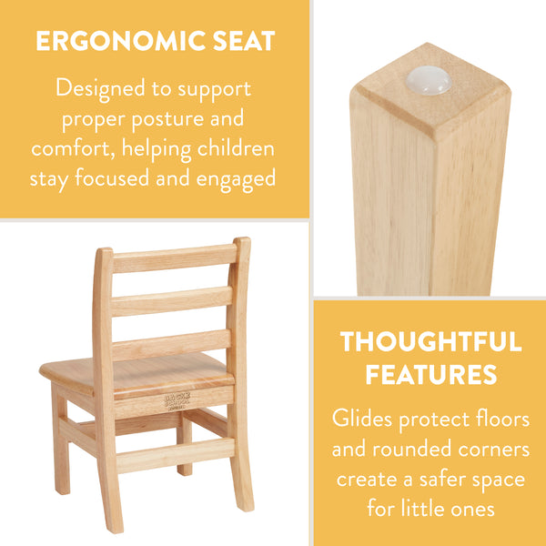 Kids Rectangular Wood Table and 12in Chair Set, 24in x 36in, 3-Piece