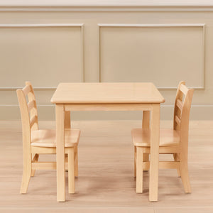 Kids Square Wood Table and 12in Chair Set, 24in x 24in, 3-Piece