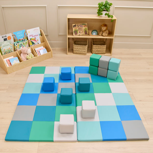 Mosaic Toddler Activity Mat and Building Cubes Set, 13-Piece