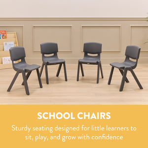 Stackable School Chairs, 14", 4-Pack