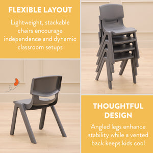 Stackable School Chairs, 14", 4-Pack