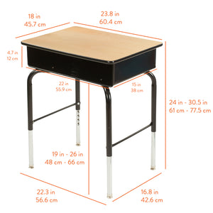 Adjustable Student Desk with Metal Book Box