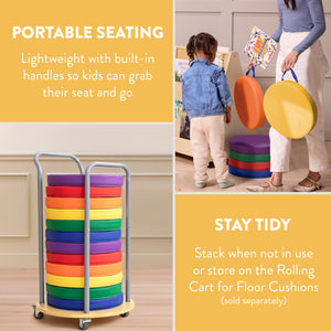 Round Floor Cushions with Handles, 6-Piece