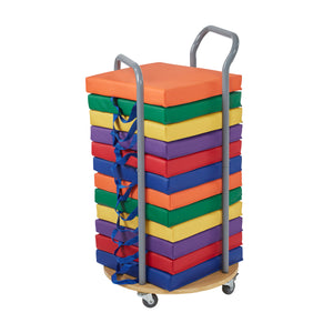 Rolling Cart with Square Floor Cushions, 12-Piece
