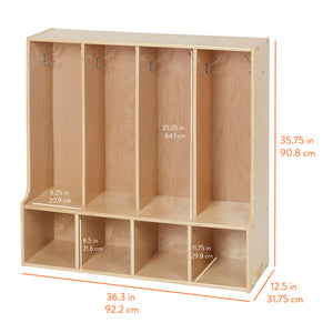 Sleekline 4-Section Toddler-Sized Coat Locker with Bench