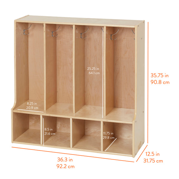 Sleekline 4-Section Toddler-Sized Coat Locker with Bench