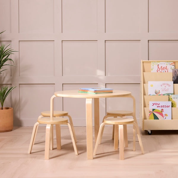 Bentwood Kids Table and Stools Set, 5-Piece