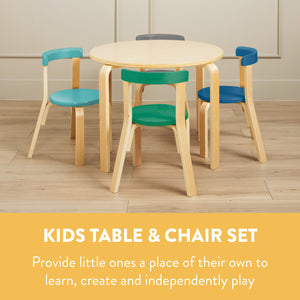 Bentwood Kids Table and Chairs Set, 5-Piece
