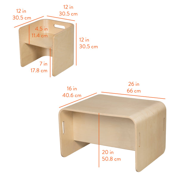 Bentwood Adaptable Kids Table and Chairs Set, 3-Piece