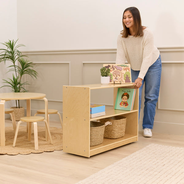 2-Shelf Double-Sided Mobile Storage Cabinet