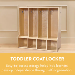 Sleekline 4-Section Toddler-Sized Coat Locker with Bench