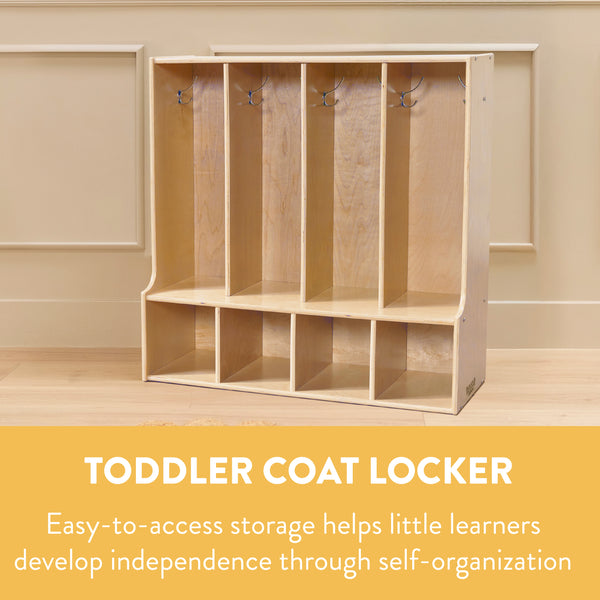 Sleekline 4-Section Toddler-Sized Coat Locker with Bench