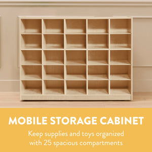 25-Compartment Mobile Cubby Storage Cabinet, 5x5