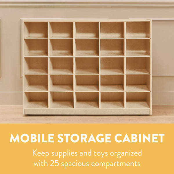 25-Compartment Mobile Cubby Storage Cabinet, 5x5