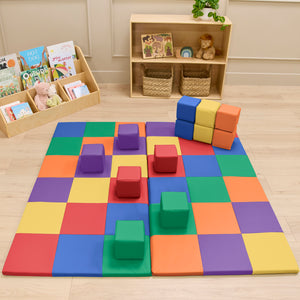 Mosaic Toddler Activity Mat and Building Cubes Set, 13-Piece